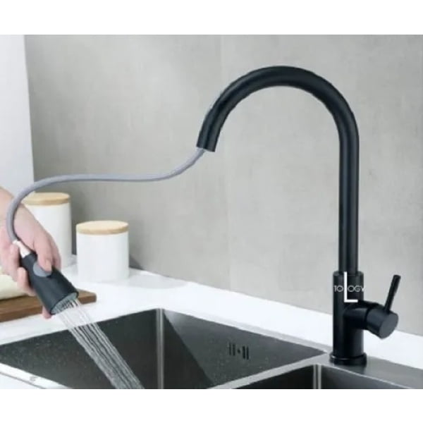 Monocomando Cocina Negro Mesada Rimontti Extraíble - Imagen 2