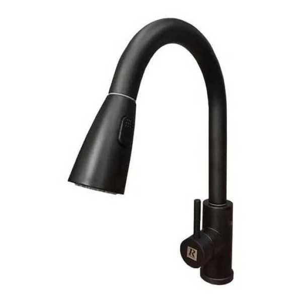 Monocomando Cocina Negro Mesada Rimontti Extraíble