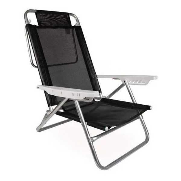 Reposera Silla Mor Summer 6 Posiciones Negra Respaldo Alto