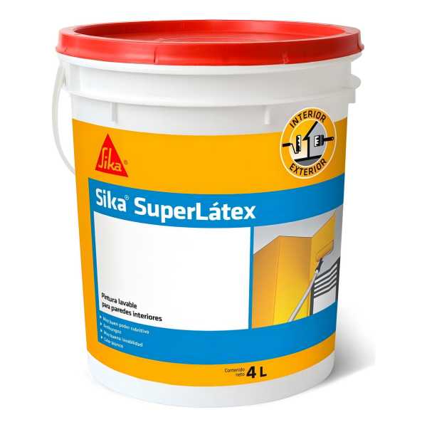 Pintura Lavable Antihongo Super Látex Sika X 4 Lt Color Blan