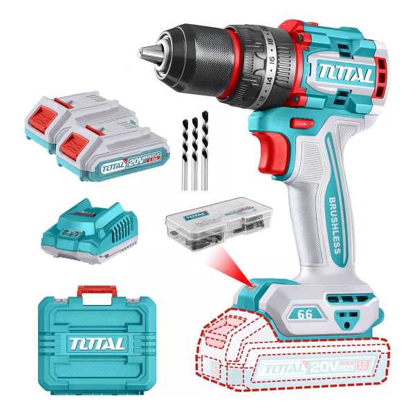 Taladro Percutor Y Atornillador Inalámbrico Total 20v