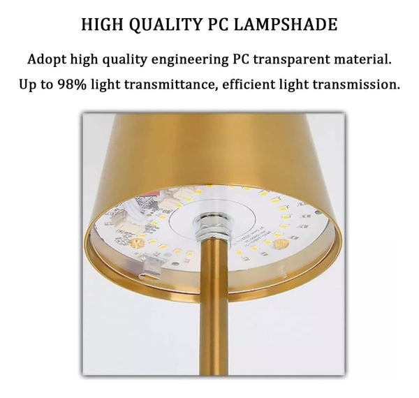 Lampara Portatil Mesa Tactil Recargable Inalámbrica Aluminio - Imagen 13