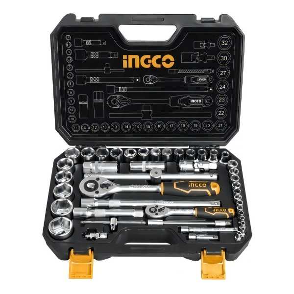 Juego Dados Y Crique Ingco 44 Pzas 1/4 Y 1/2 Hkts42441