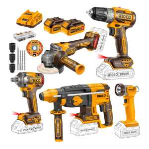 Taladro + Llave De Impacto + Amoladora + Rotomartillo Ingco
