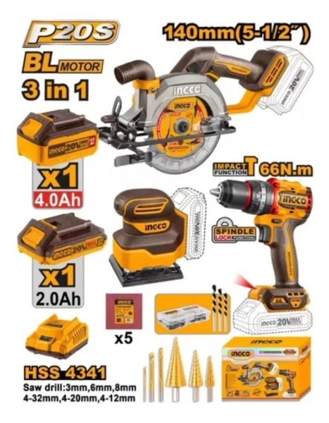 Combo A Batería 20v:sierra+taladro+lijadora Cosli241193 - Imagen 2