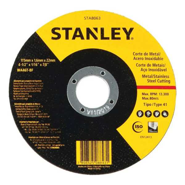 Kit Amoladora+ 10 Discos Stanley Sg7115v10b2c Corte-desbaste - Imagen 6
