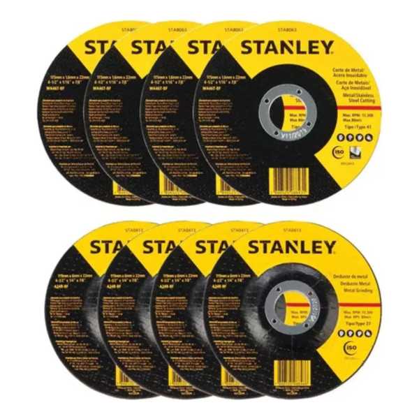 Kit Amoladora+ 10 Discos Stanley Sg7115v10b2c Corte-desbaste - Imagen 5