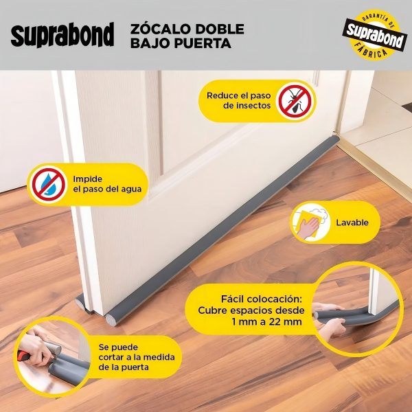 Zócalo Burlete Suprabond Doble Bajo Puerta 95cm - Negro - Imagen 9