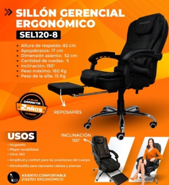 Silla Sillon Oficina Gerencial Ejecutivo Escritorio Pc Gamer - Imagen 3
