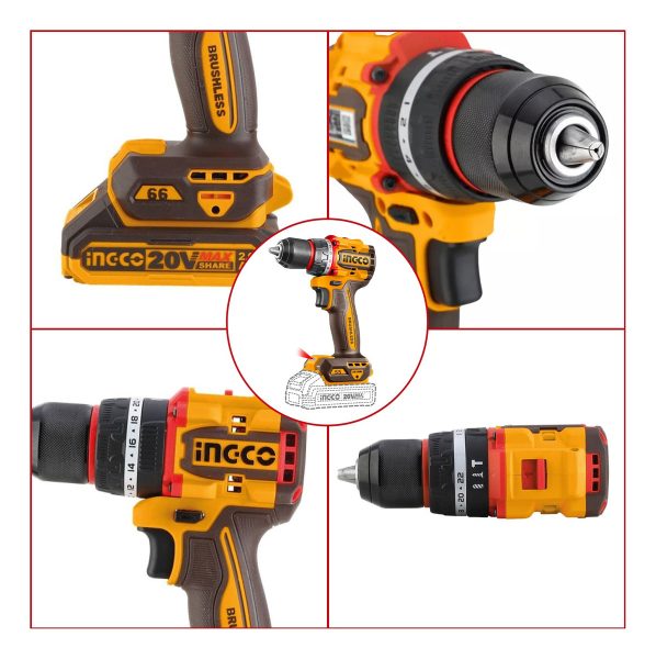 Taladro Inalámbrico 55nm Ingco Brushless+ Extensor 21acs - Imagen 2