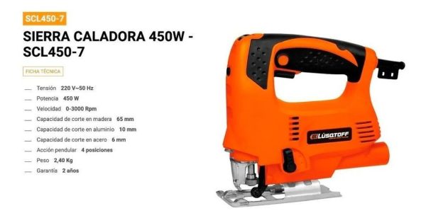 Sierra Caladora Lusqtoff Scl450-7 450w 65mm 4 Posiciones - Imagen 2