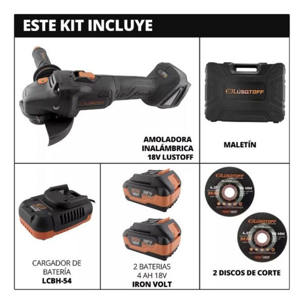 Amoladora Angular Inalambrica Lusqtoff Black Series 2 - Imagen 6