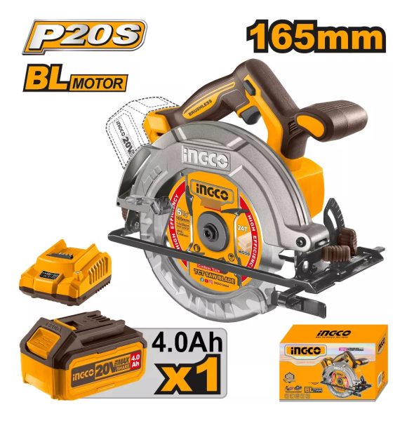 Sierra Circular 165mm Brushless Ingco Csli16521 + Bat+ca - Imagen 2