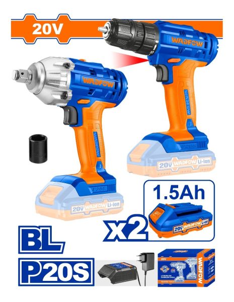 Set Llave De Impacto 20v + Atornillador 20v Wadfow Wck2017 - Imagen 2