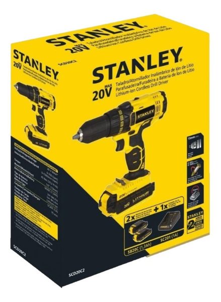 Taladro Atornillador Inalámbrico De 13mm Stanley Scd20c2 + A - Imagen 3