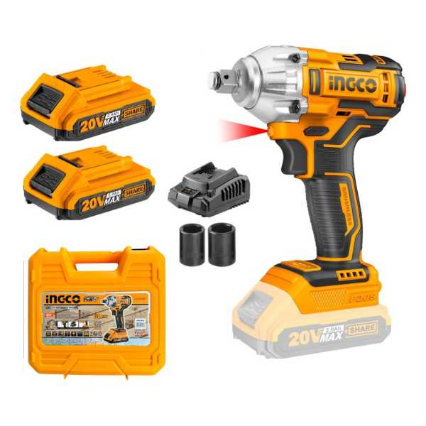 Llave De Impacto Ingco Ciwli2038 Inalámbrica 1/2 300nm