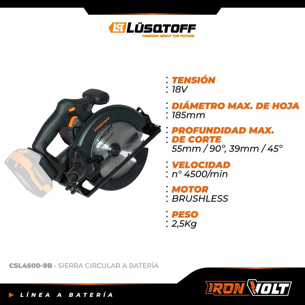 Sierra Circular Inalámbrica Brushless Profesional Black Seri - Imagen 4
