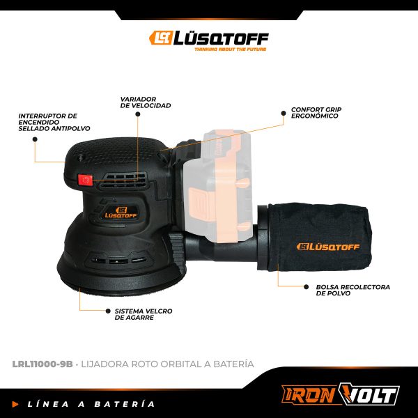 Lijadora Roto Orbital Inalambrica Lusqtoff Black Series - Imagen 2