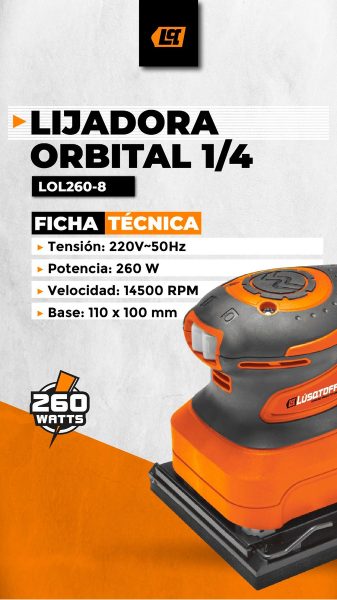 Lijadora Profesional Orbital Lüsqtoff Lol260-8 Naranja 50hz - Imagen 6