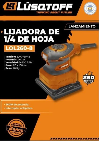 Lijadora Profesional Orbital Lüsqtoff Lol260-8 Naranja 50hz - Imagen 4