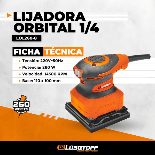 Lijadora Profesional Orbital Lüsqtoff Lol260-8 Naranja 50hz - Imagen 8