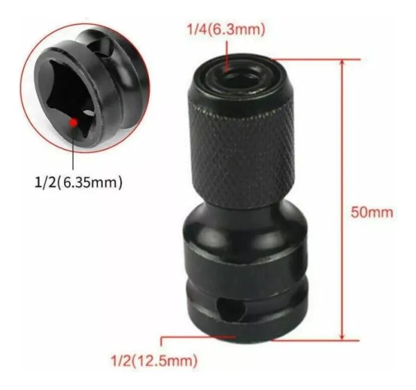 Adaptador Para Llave De Impacto 1/2'' A 1/4 Hembra Hexagonal - Imagen 2