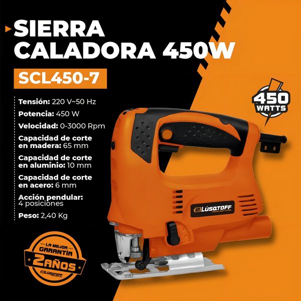 Sierra Caladora Lusqtoff Scl450-7 450w 65mm 4 Posiciones - Imagen 4