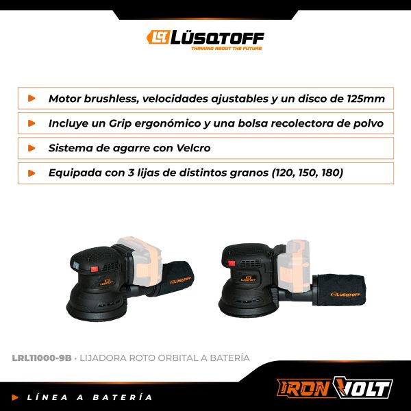 Lijadora Roto Orbital Inalambrica Lusqtoff Black Series - Imagen 6