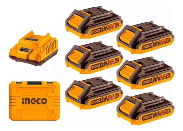 Set X 6 Baterias 2.0ah + Cargador En Valija Ingco - Imagen 2