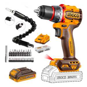 Taladro Inalámbrico 55nm Ingco Brushless+ Extensor 21acs