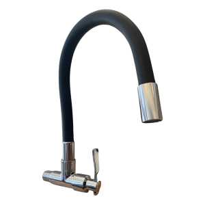 Grifo Unitario Pared Pico Flexible Negro Rimontti