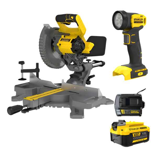 Sierra Ingleteadora 20v Stanley + Carg + Bat + Linterna