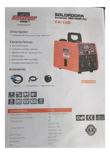 Soldadora Inverter Mig Y Electrodo Smarter 120amp Fx.-120 - Imagen 2
