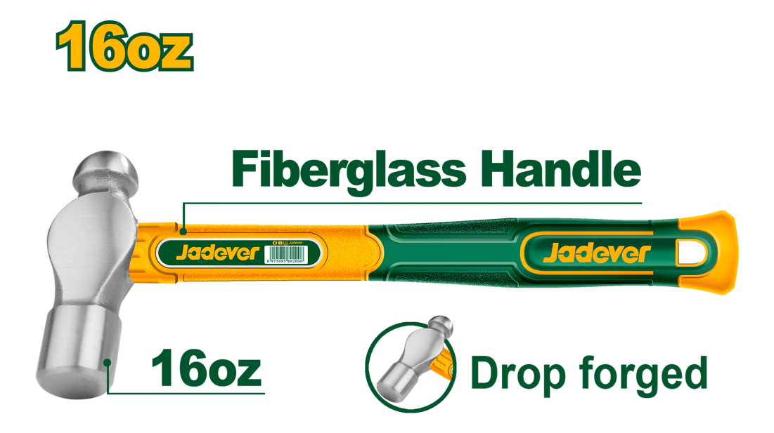 Martillo De Bola 16oz Mango Fibra 440grs Jdhm5316 Jadever - Imagen 2