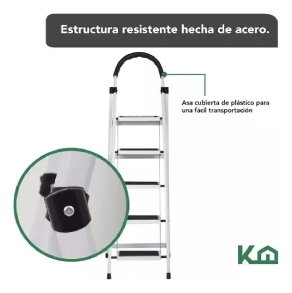 Escalera Antideslizante De Hierro 6 Escalones Plegable - Imagen 5