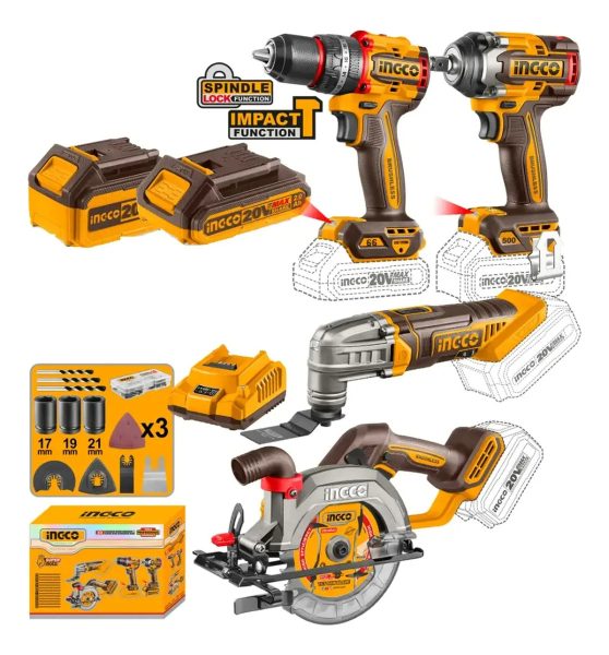 Kit Combo Ingco Taladro + Llave Impacto + Sierra +accesorios - Imagen 2
