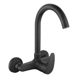 Monocomando De Cocina Pared Pico Alto Negro Mate Tero Magya