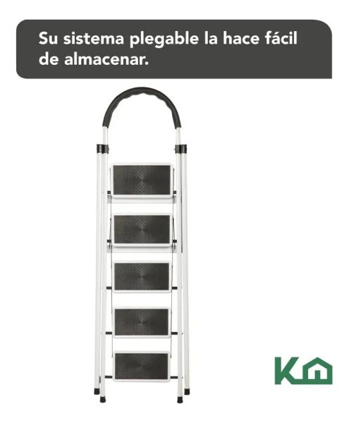 Escalera De Acero Tijera Plegable 5 Escalones Antideslizante - Imagen 4