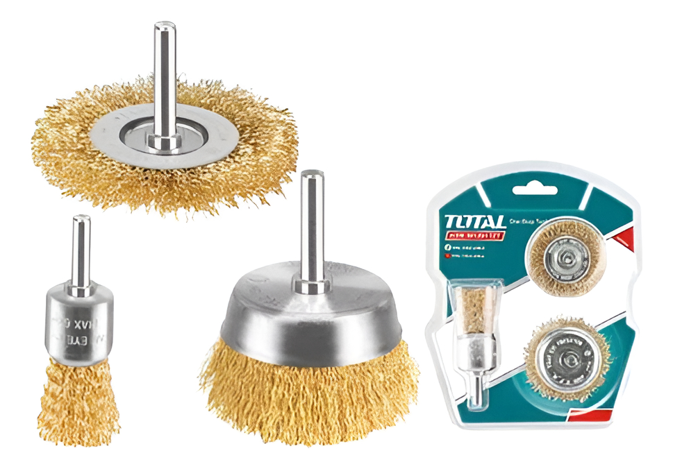 Juego Cepillos De Bronce Para Taladro 3pz Total Tac310031