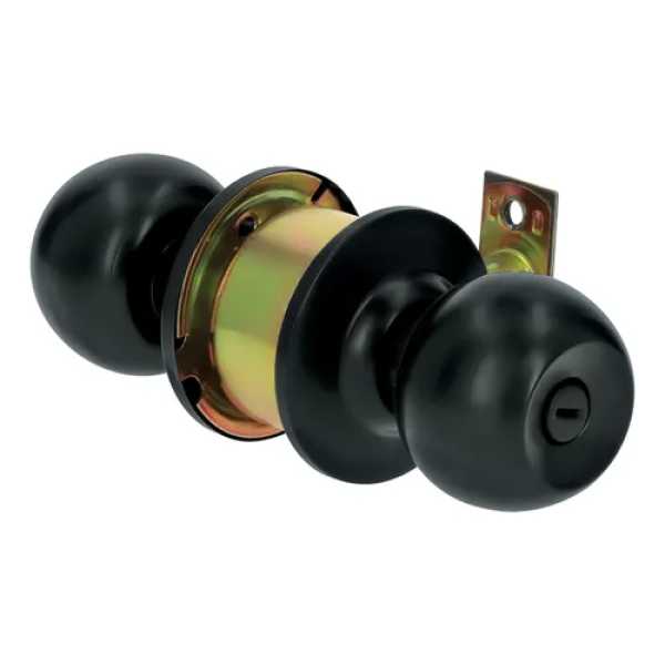 Cerradura Pomo Negro Mate Sistema Llavin Boton Ciego Montans - Imagen 2