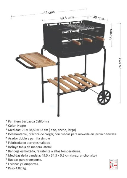 Parrillero Parrilla Portatil Mor Jardín - Imagen 4
