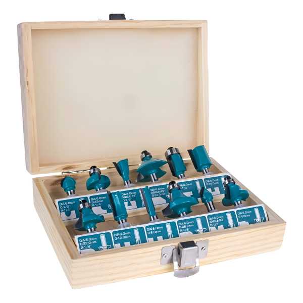 Set De 12 Fresas Para Router Total - 6mm, Juego Accesorios