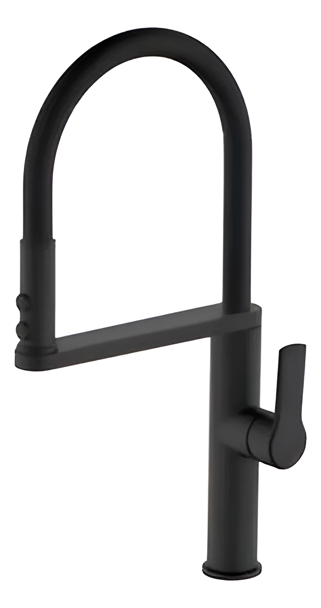 Monocomando Cocina Mesada Negro Rimontti Premium Con Soporte