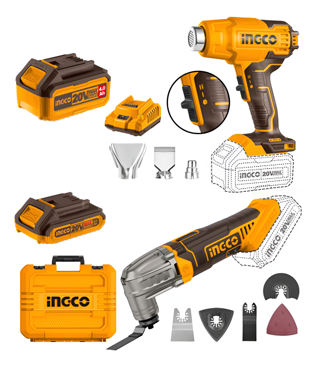 Kit 20v Pistola De Calor Herramienta Multifuncion Ingco