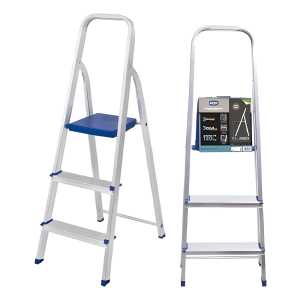 Escalera Aluminio Plegable De 3 Escalones Mor Color Azul