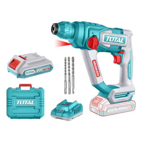 Rotomartillo Sin Carones 20v Total + Accesorios Trhli201881