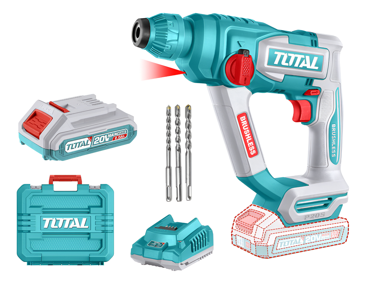 Rotomartillo Sin Carones 20v Total + Accesorios Trhli201881