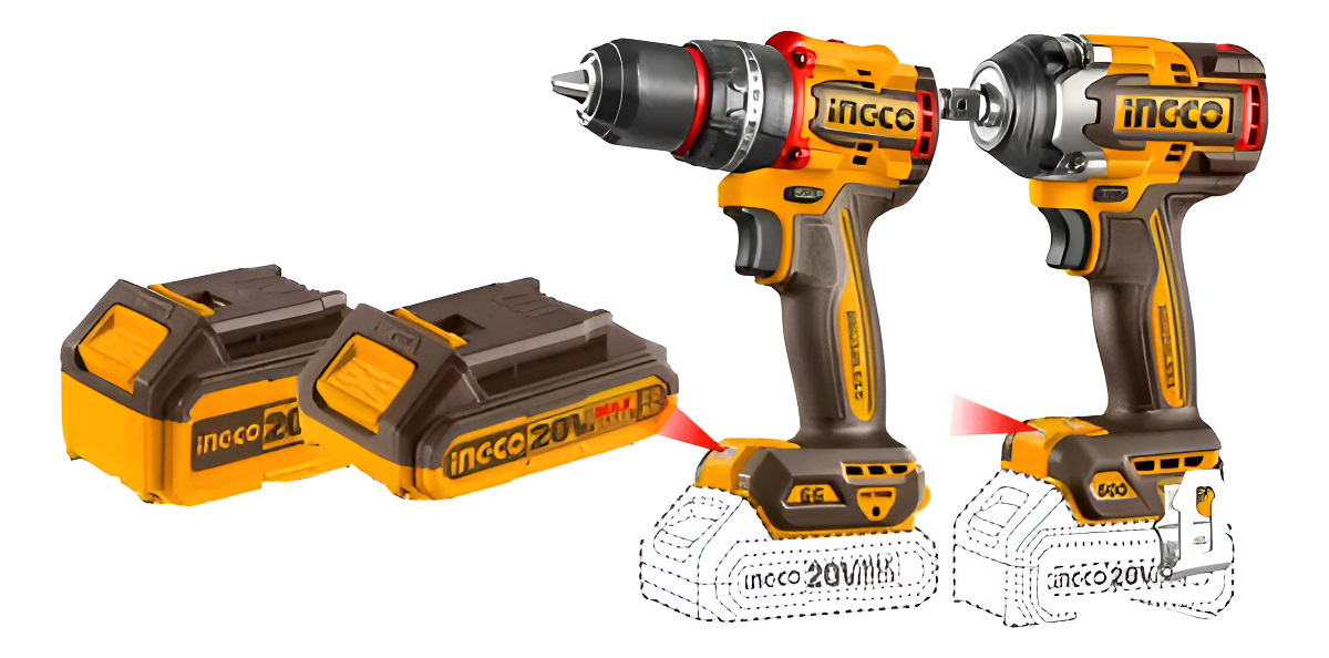 Kit Combo Ingco Taladro + Llave Impacto + Sierra +accesorios