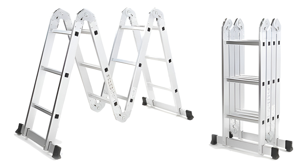 Escalera 4,7mt De Aluminio Convertible 16 Escalones Goldex