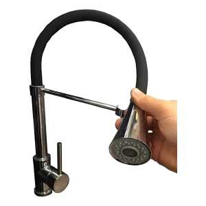 Monocomando Cocina Mesada Rimontti Negro Flexible